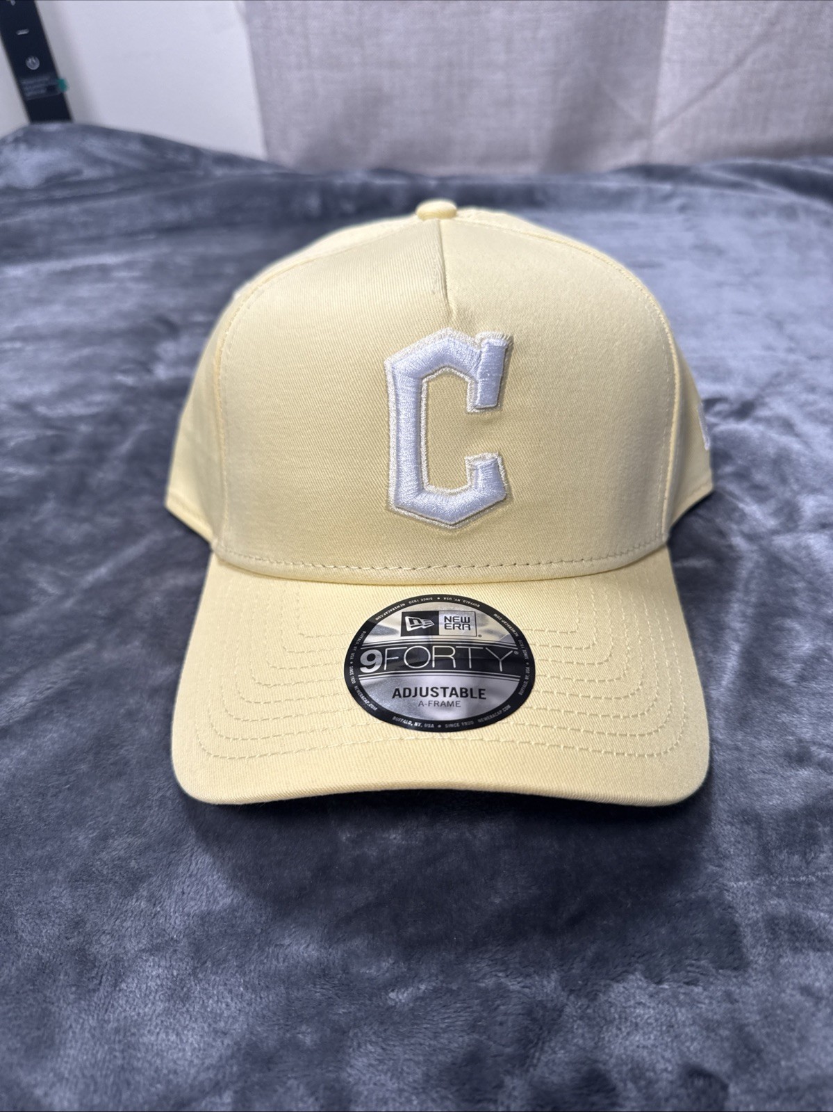 Cleveland Guardians New Era 9Forty A-Frame Yellow Cream Snapback Hat Cap MLB NEW