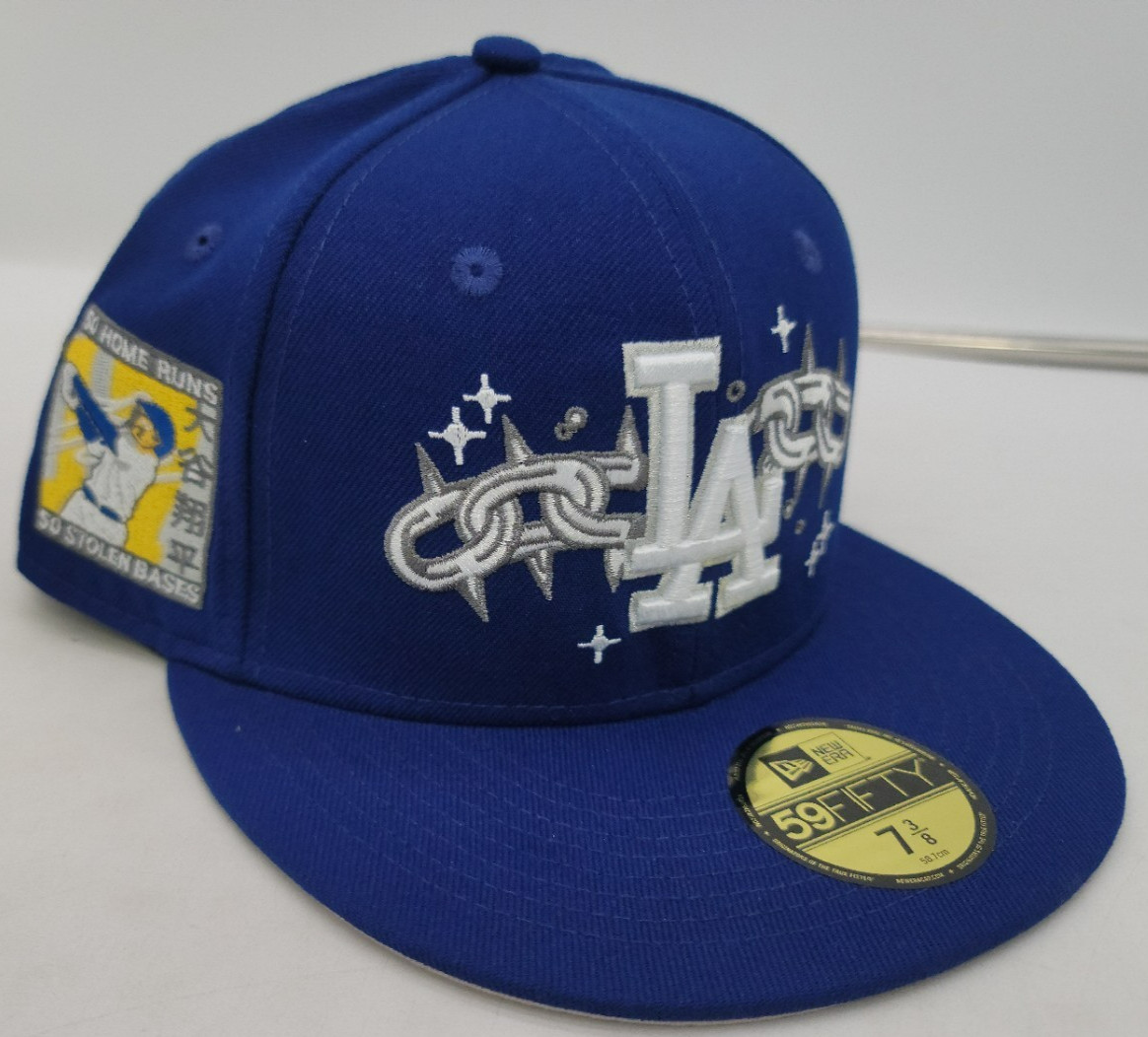 New Era L.A Dodgers Fitted 7 3/8, 50 Homeruns/Stolen Bases Ohtani Hat Blue
