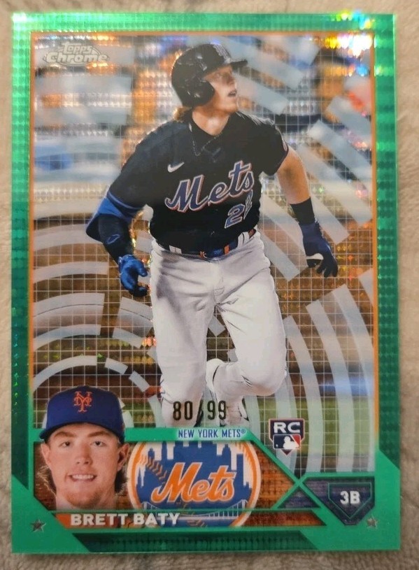 Topps 2023 Chrome Brett Baty Rookie Green Refractor #204 80/99 Mets