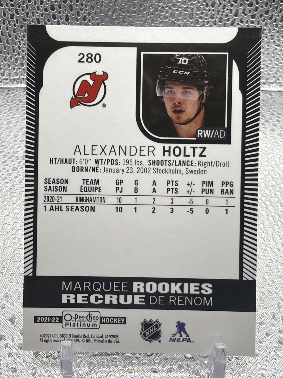 2021-22 Alexander Holtz O-Pee-Chee Platinum #280 RC