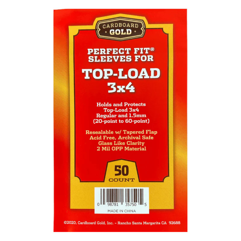50 Cardboard Gold Perfect Fit Sleeves for 3X4 Toploaders 20pt-60pt FREE SHIPPING