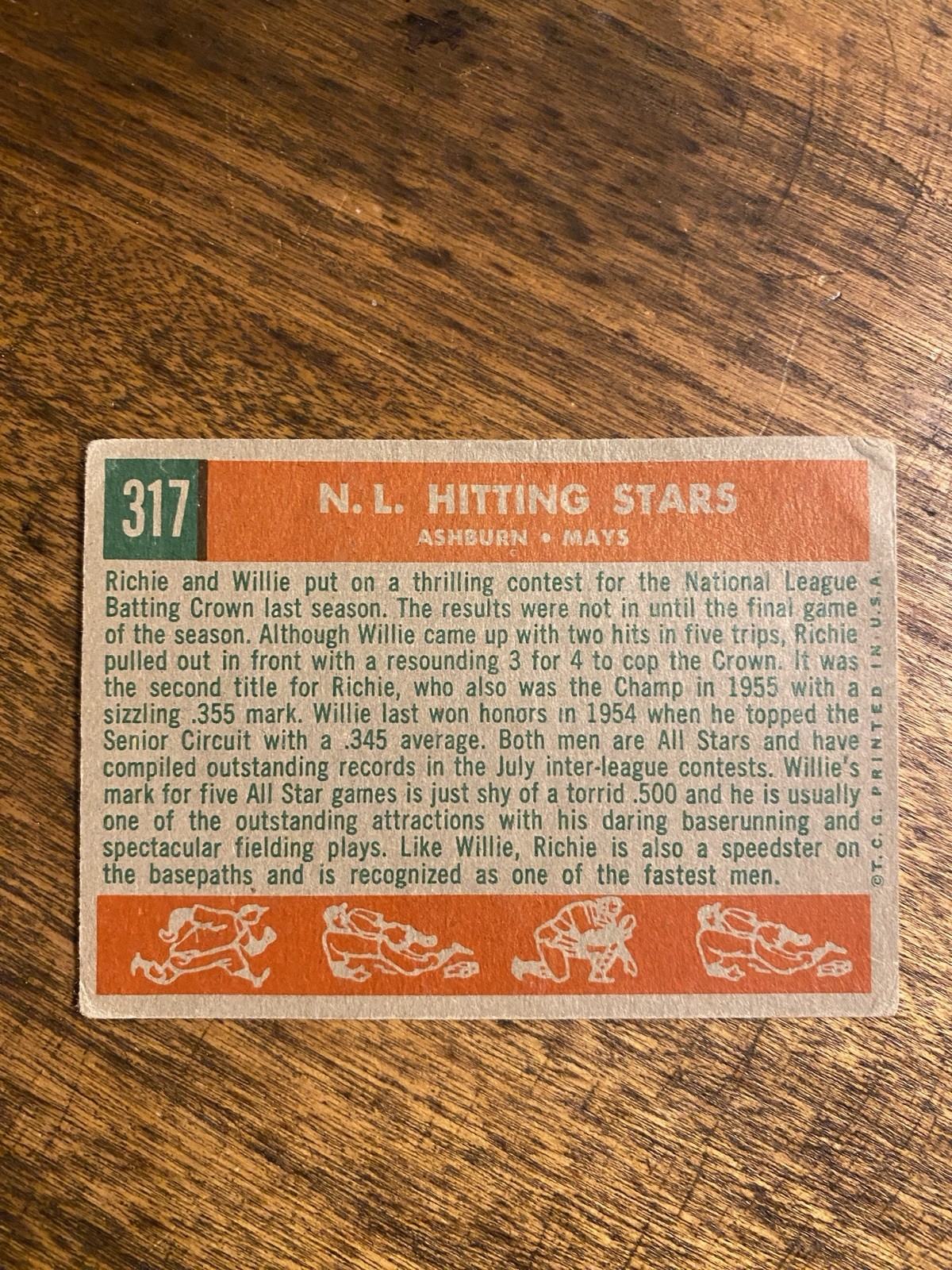 Topps 1959 N.L. Hitting Kings/Hitting Stars Ashburn Mays #317 Baseball Card