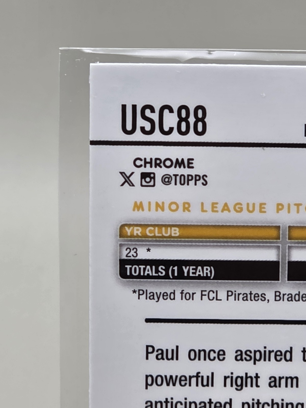 PAUL SKENES 2024 TOPPS CHROME UPDATE #USC88 ROOKIE RC PIRATES