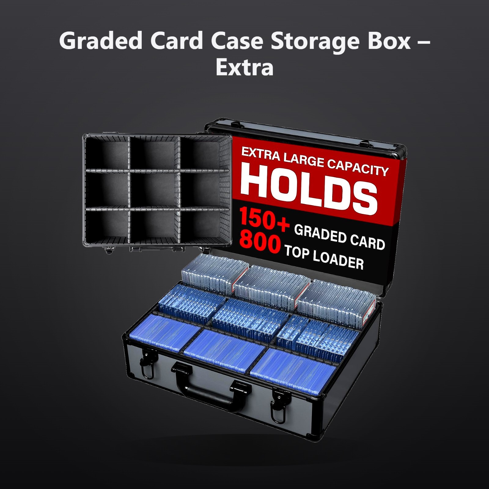Extra-Large Graded Card Case Storage Box with 8 Adjustable Dividers