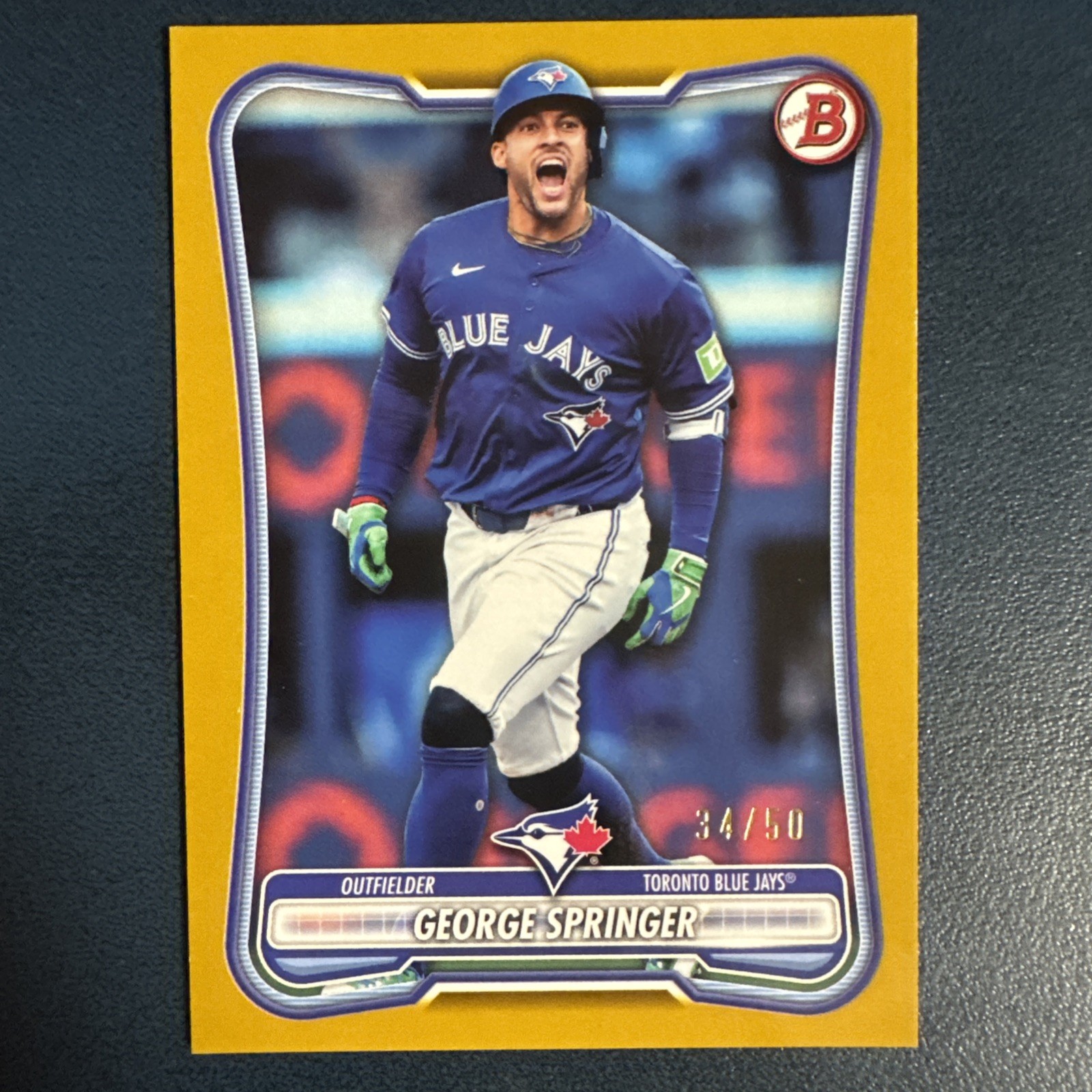 GEORGE SPRINGER 2026 BOWMAN GOLD BORDER PAPER #95 /50 BLUE JAYS