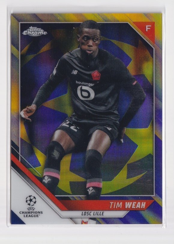 2021-22 Topps Chrome UCL Purple & Gold Starball Refractor Timothy Weah Tim #189