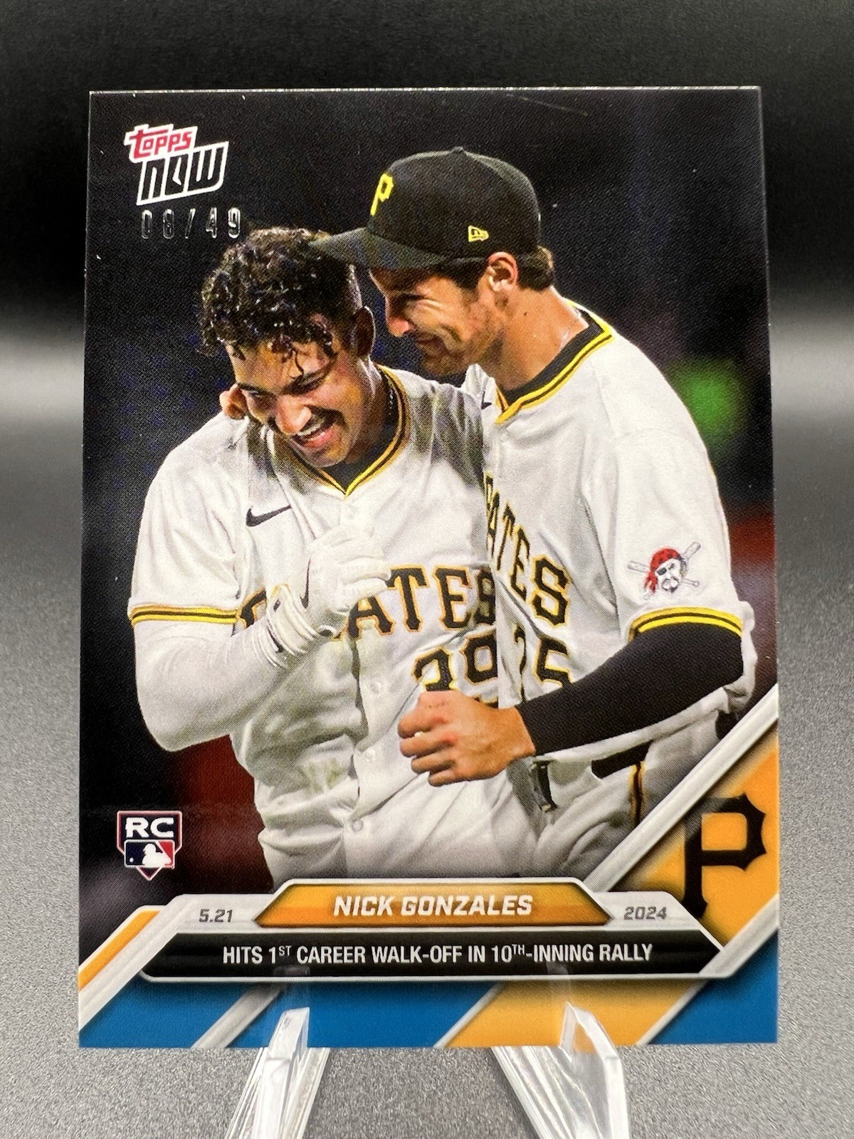 2024 Topps NOW Nick Gonzales Blue /49 Rookie 1st Career Walk-Off Pirates #216