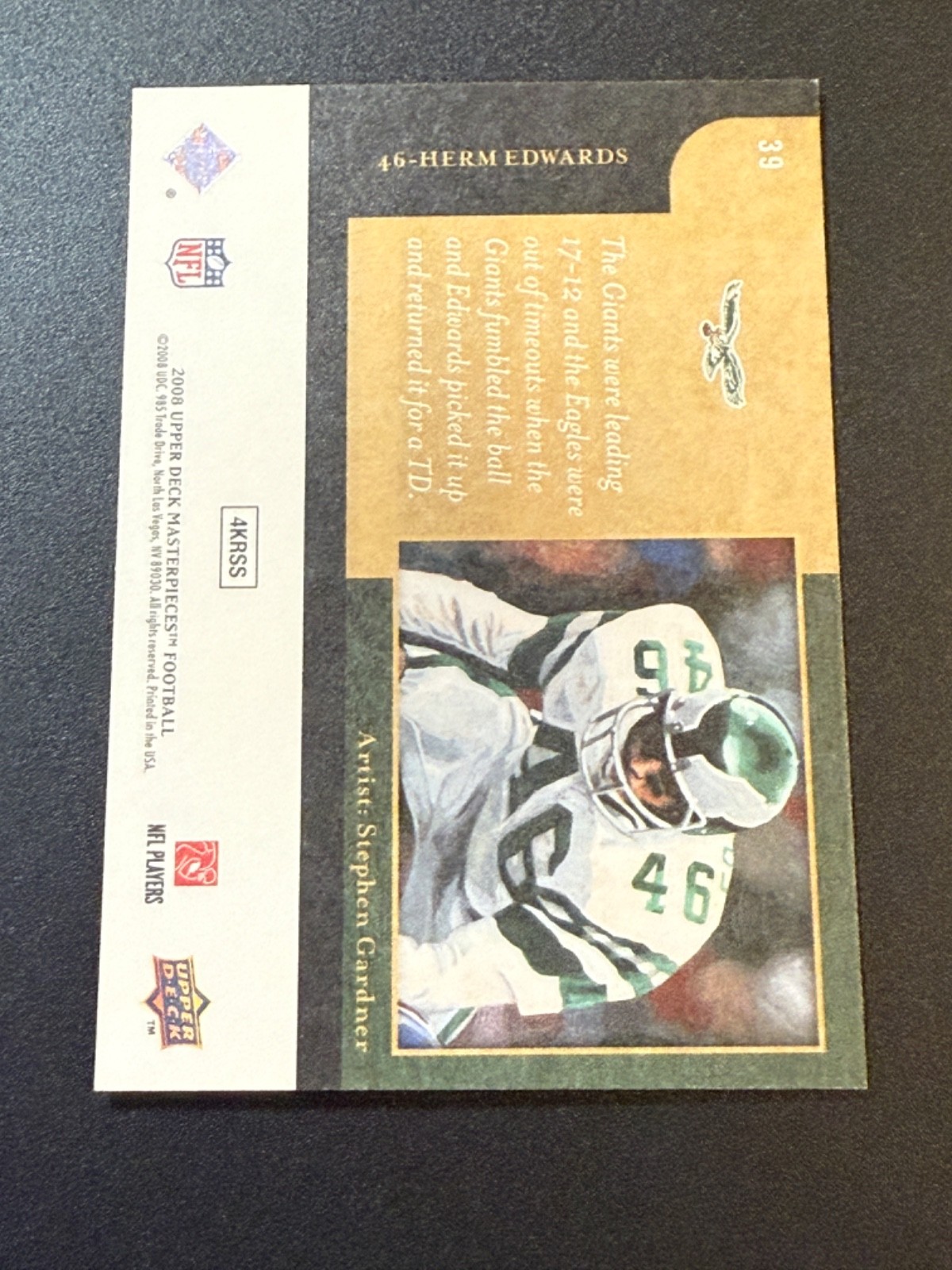 2008 Upper Deck Masterpieces Herm Edwards #39