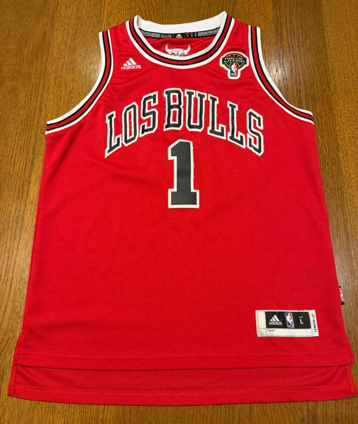 Rare Adidas NBA Derrick Rose Latin Nights Los Bulls Swingman Jersey, Youth L + 2