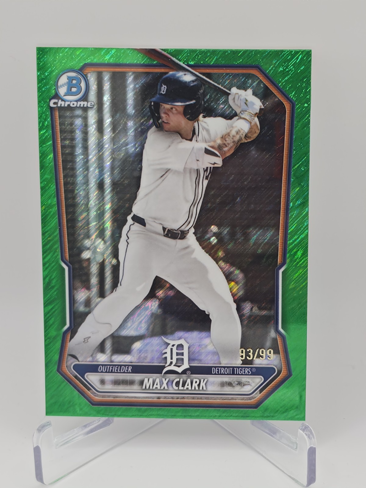 2026 Bowman Chrome Prospects Max Clark Green Shimmer /99 BCP-2 Tigers