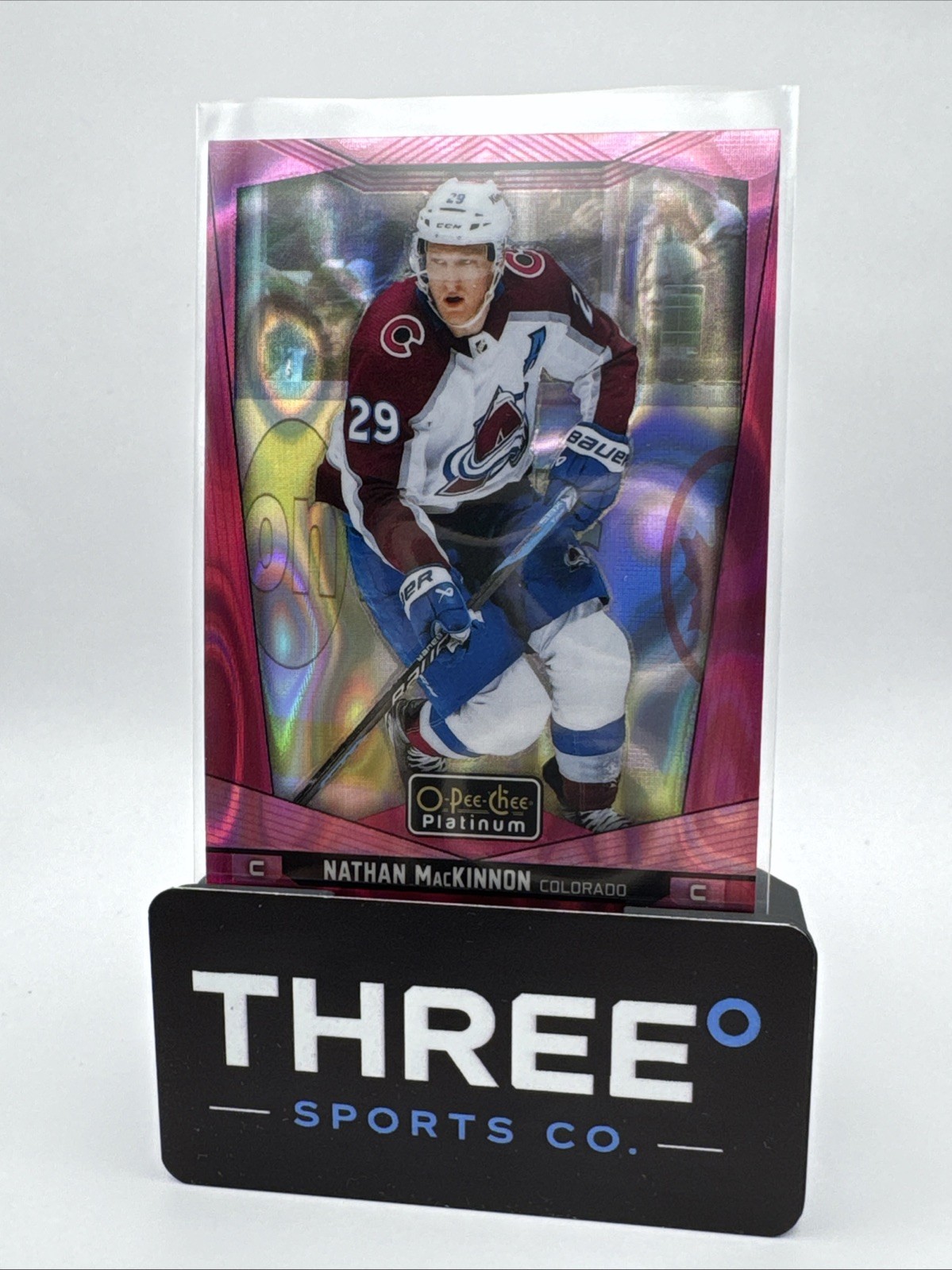 2024-25 O-Pee-Chee Platinum 90 Nathan MacKinnon Pink Magma Avalanche