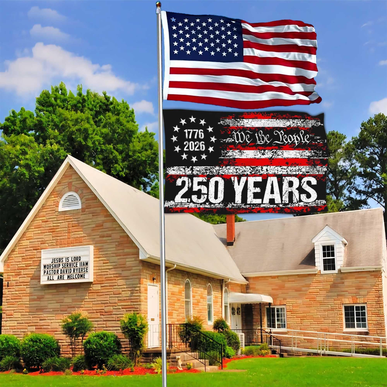 Yesuavt 250 Anniversary USA Flag 250th Years American Black