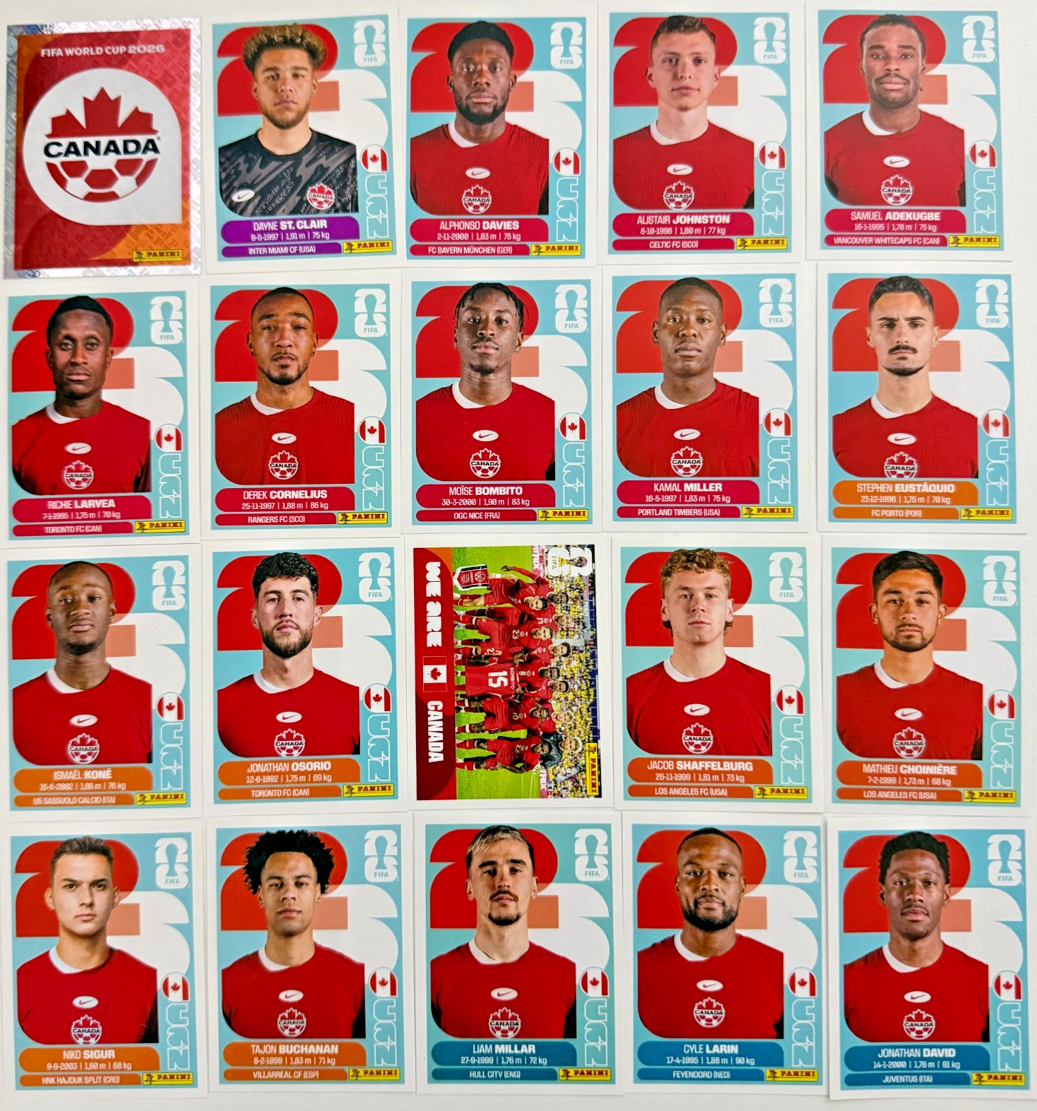 2026 Panini FIFA World Cup Canada Stickers Pick Your Number CAN2-CAN20