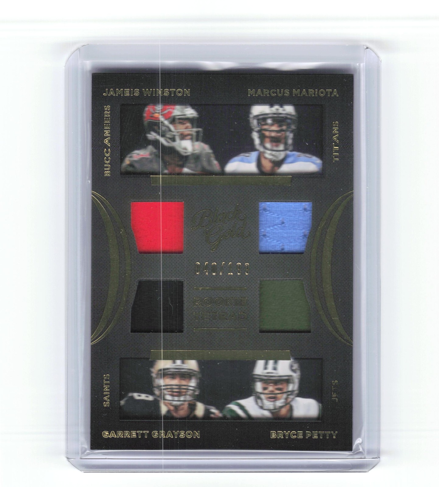 2015 Panini Black Gold #RT4-QB Jameis Winston Marcus Mariota Rookie Tetrad /199