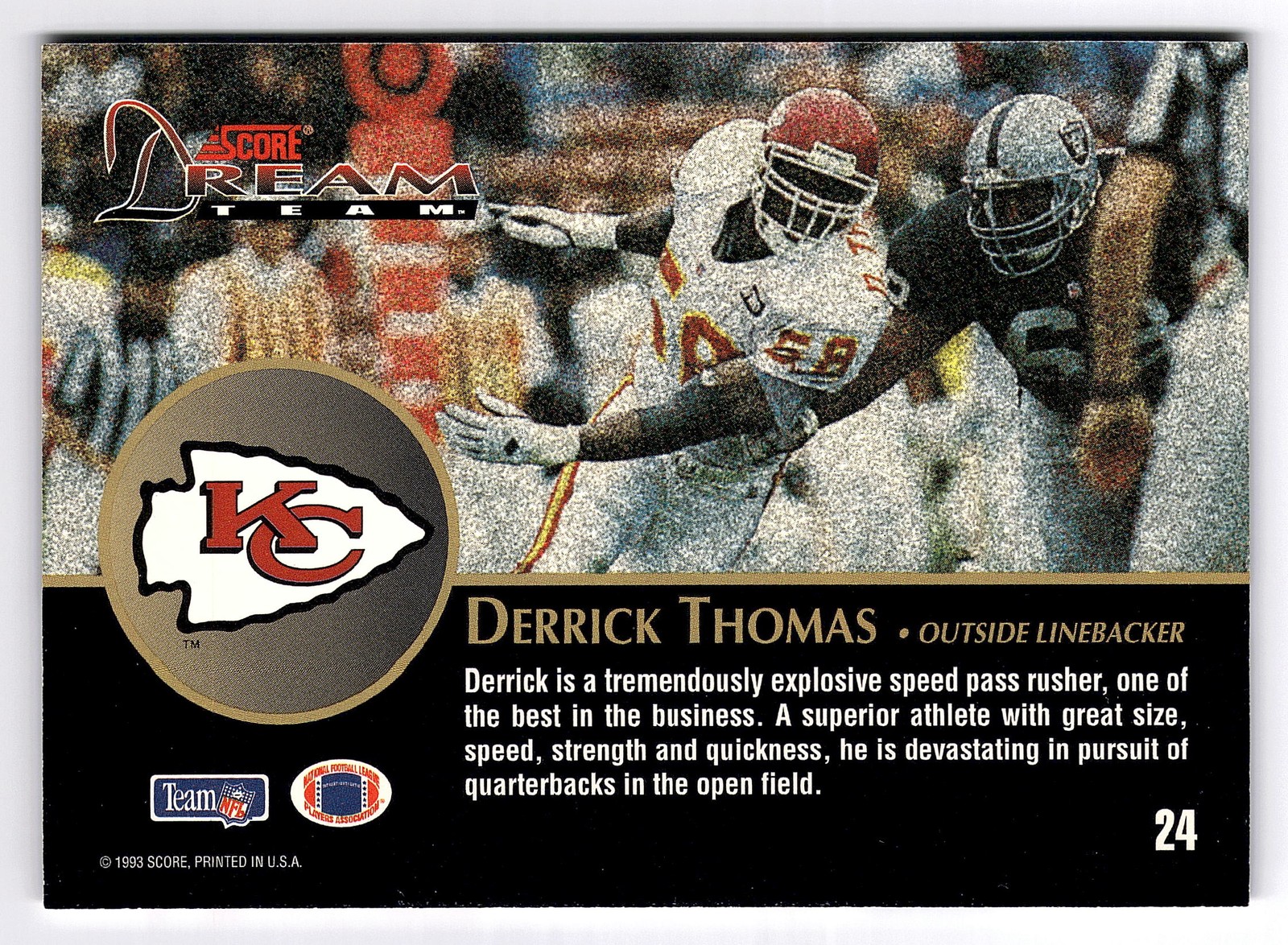 1993 Score #24 Derrick Thomas Dream Team Kansas City Chiefs HOF