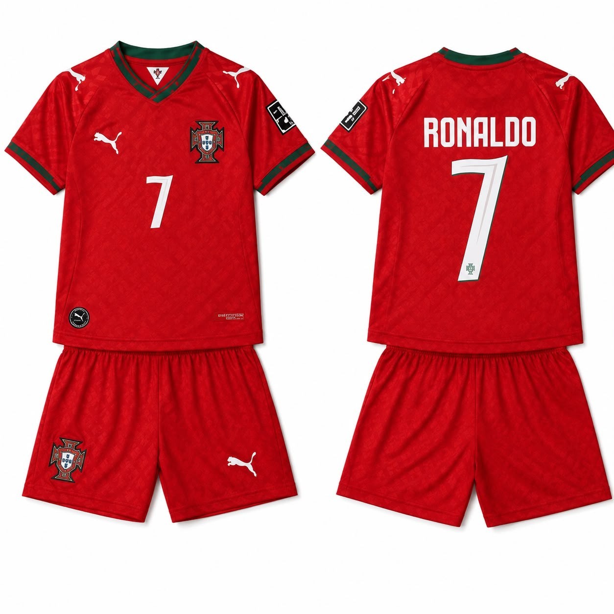 Portugal Soccer Jersey Shorts Set #7 Red Adult Football Kit M L XL XXL
