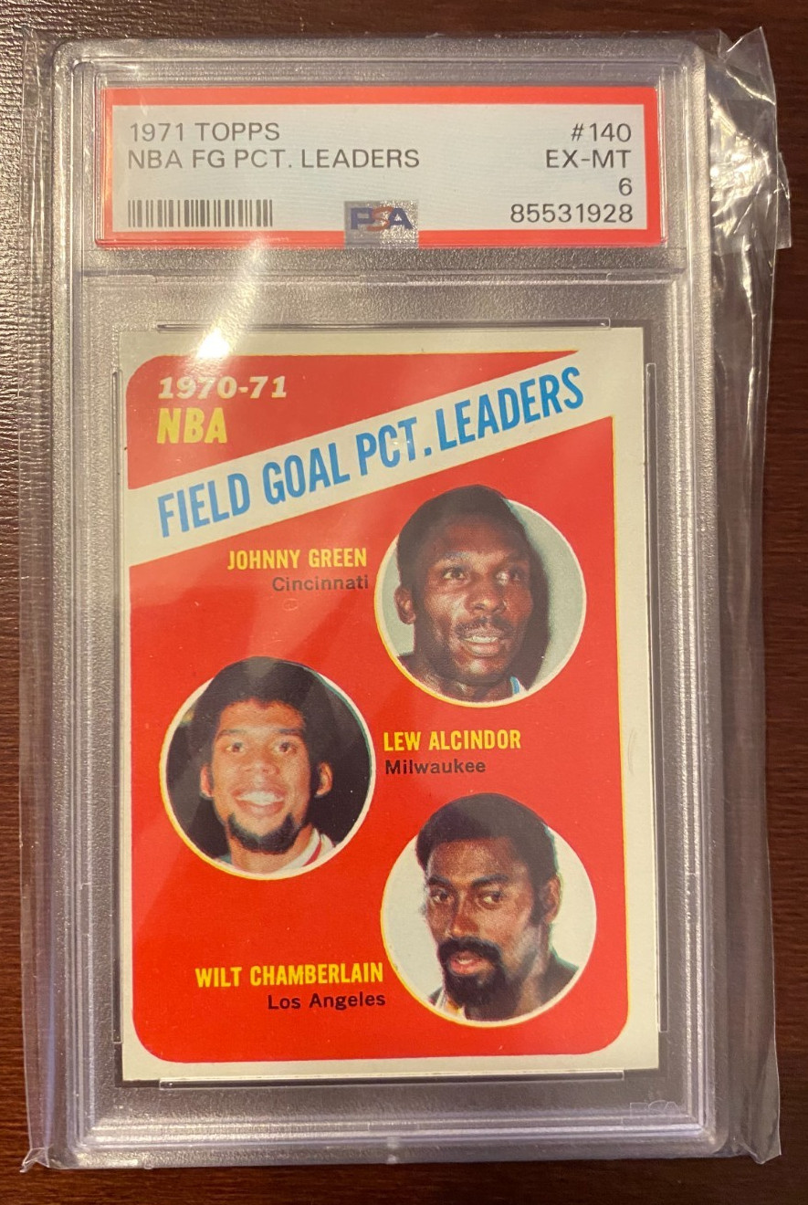 Wilt Chamberlain Lew Alcindor 1971 Topps NBA FG PCT. LEADERS #140 PSA 6