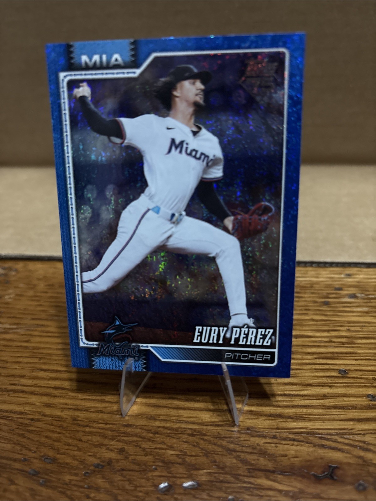 2026 Topps 75 Series 1 Eury Perez #285 Blue Foil Parallel Miami Marlins /150