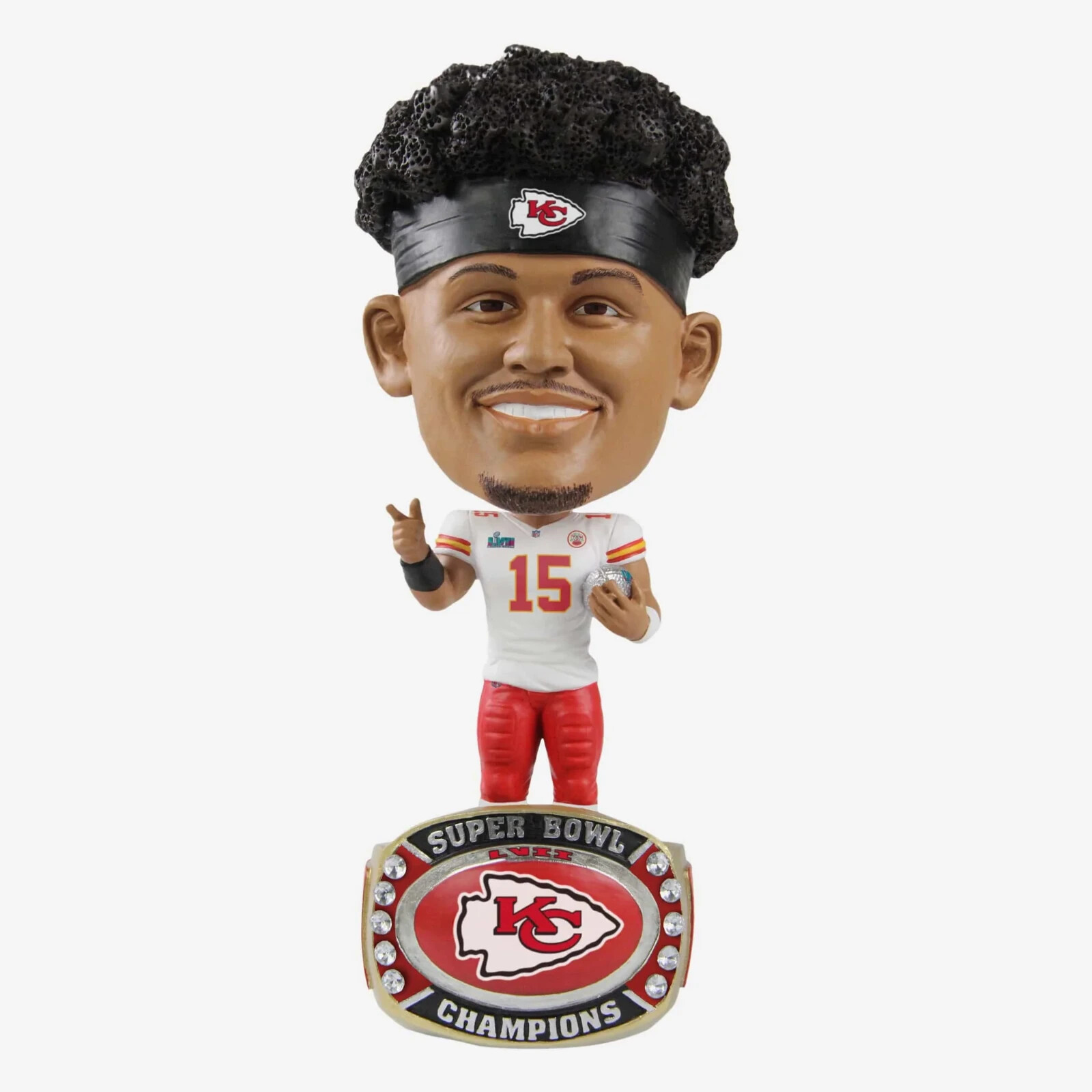 Patrick Mahomes BACK-TO-BACK Super Bowl RING BASE BIGHEAD Bobblehead SET! FOCO!