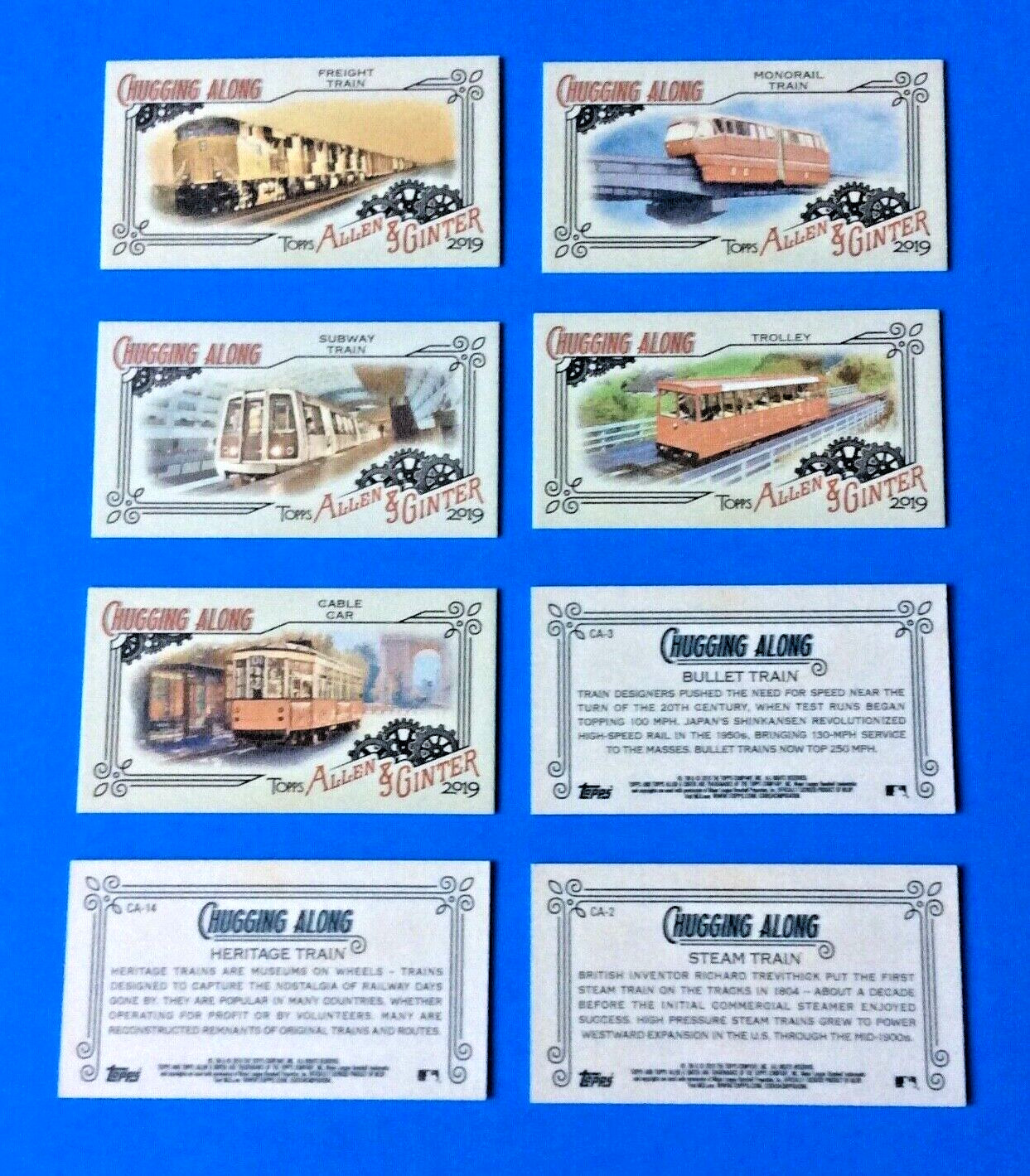 2019 TOPPS Allen & Ginter Complete set . CHUGGING ALONG . 15 Cards . TRAINS