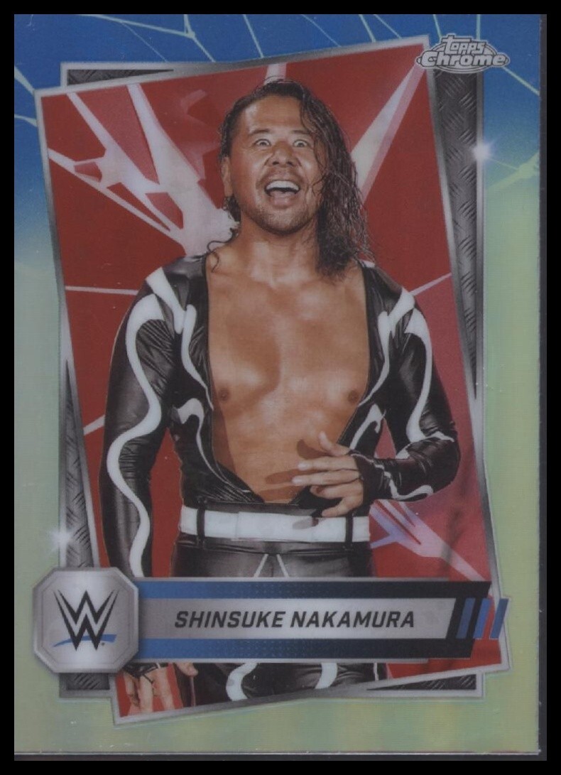 Shinsuke Nakamura 2025 Topps Chrome WWE #51 Red and Blue Refractor
