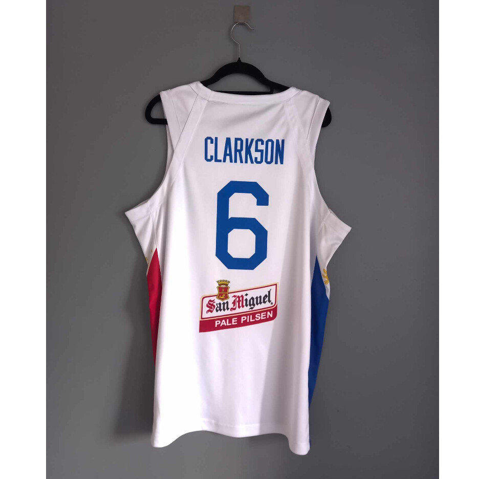 New Clarkson #6 Pilipinas Basketball Jersey White Blue Print Custom Name Number