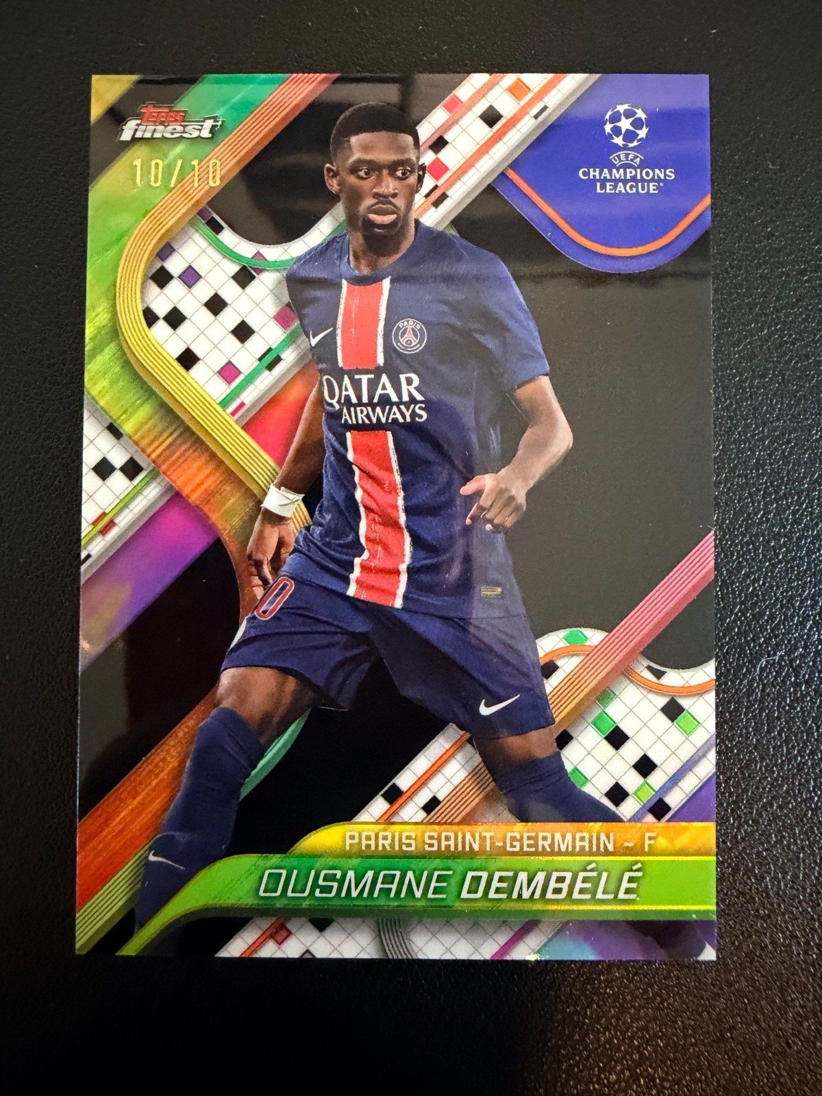 2025 Topps Finest UEFA Ousmane Dembele No.30 Black /10 (Jersey Match)