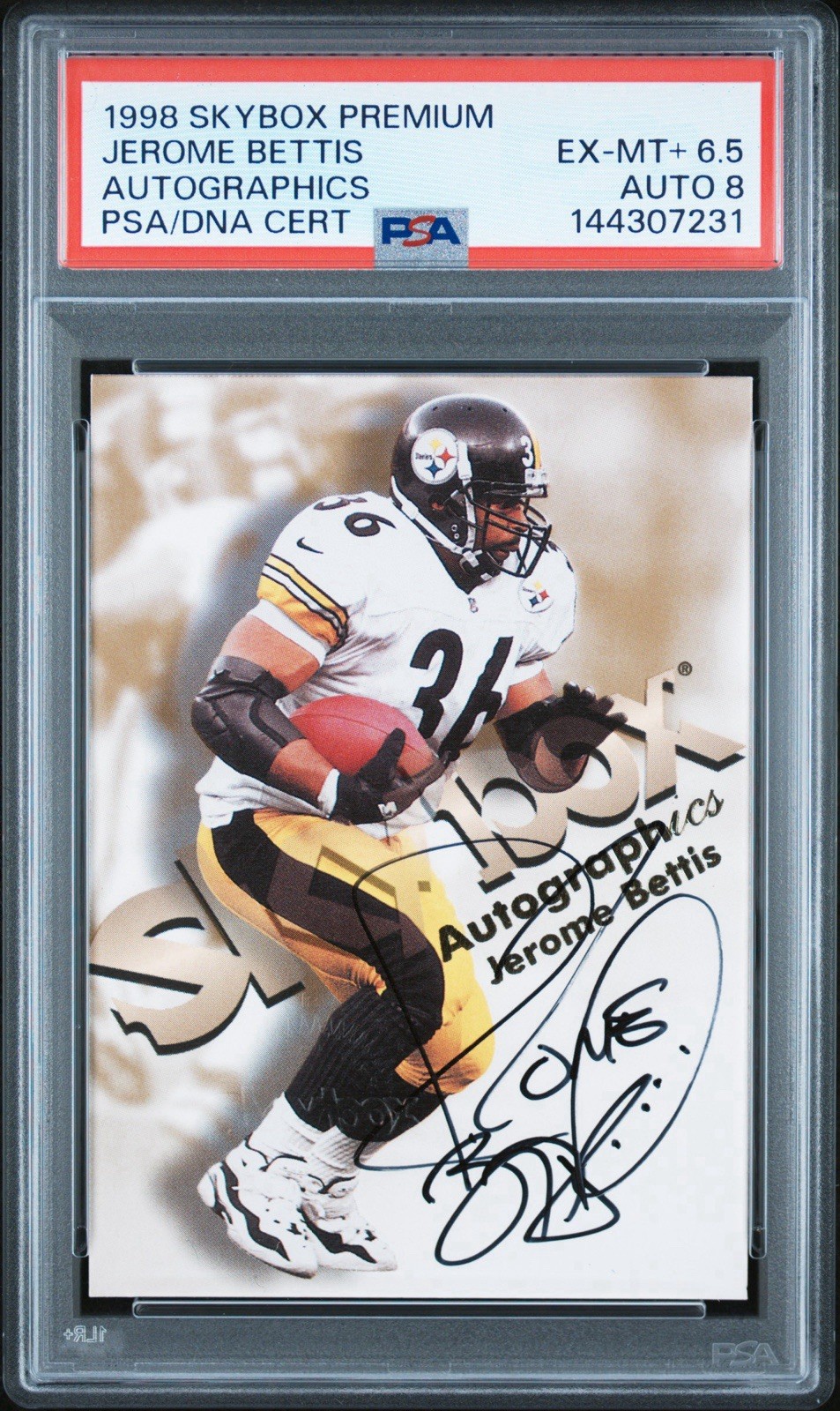 1998 SKYBOX PREMIUM AUTOGRAPHICS JEROME BETTIS PSA 6.5 AUTO 8