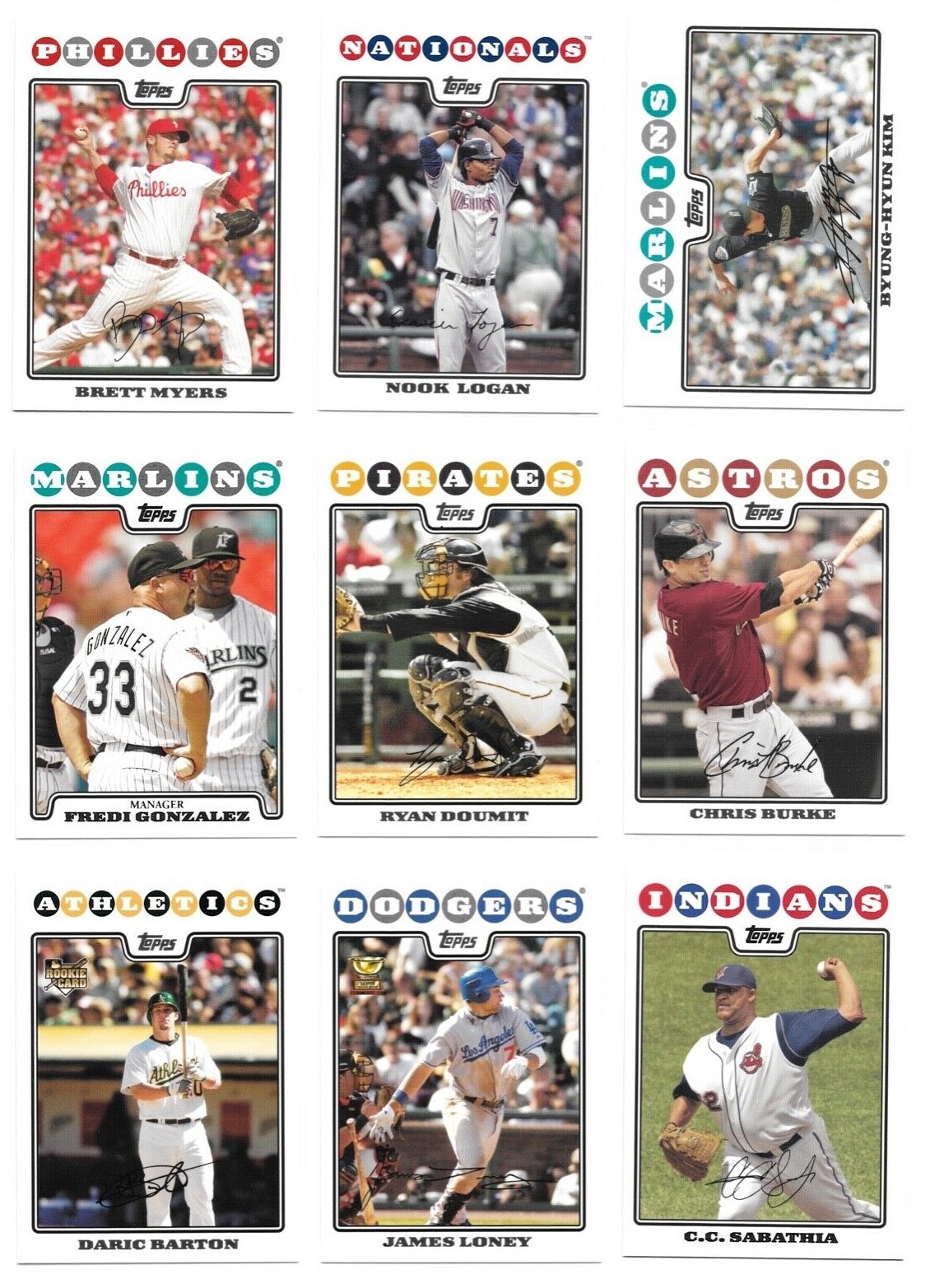 2008 Topps Baseball Trading Cards / Pick / Choose from list #s 251 – 500 / mb7