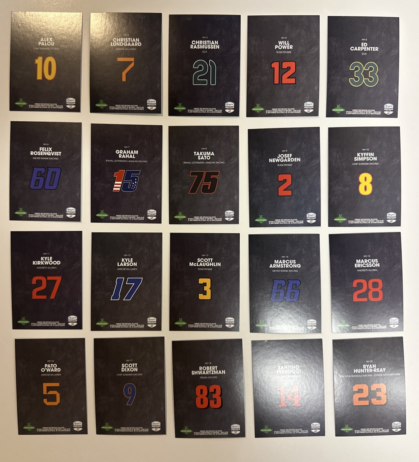 2026 Parkside Indycar Collection Helmet Hardware 20 Card Insert Set