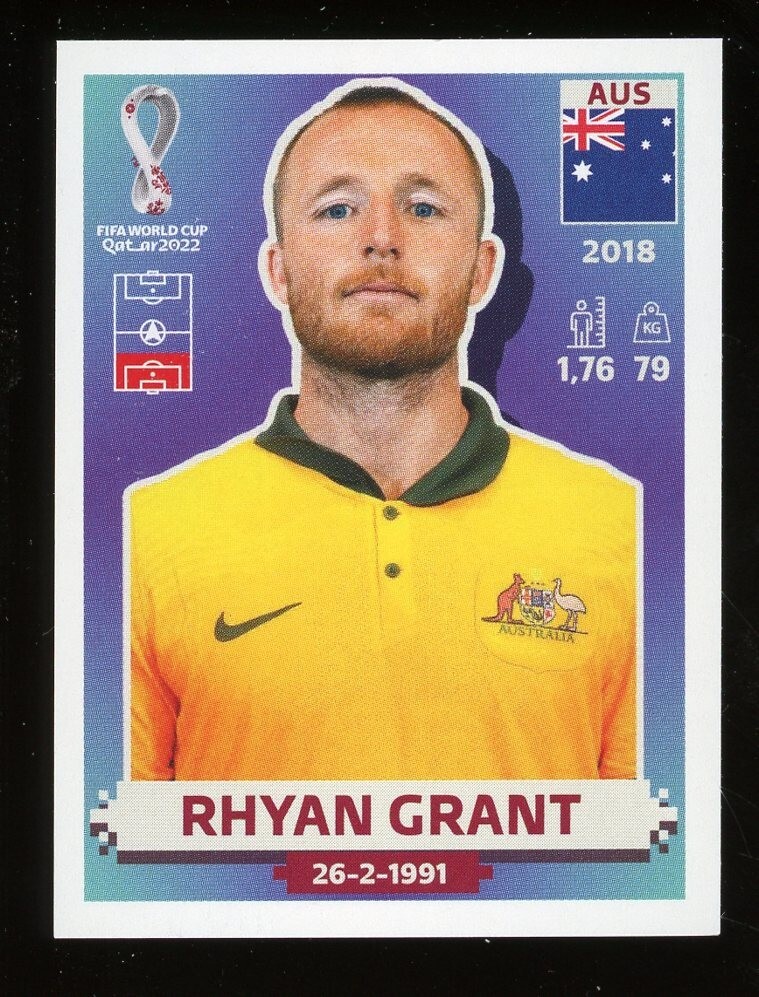 2022 Fifa World Cup Panini Sticker Qatar RHYAN GRANT Australia AUS7