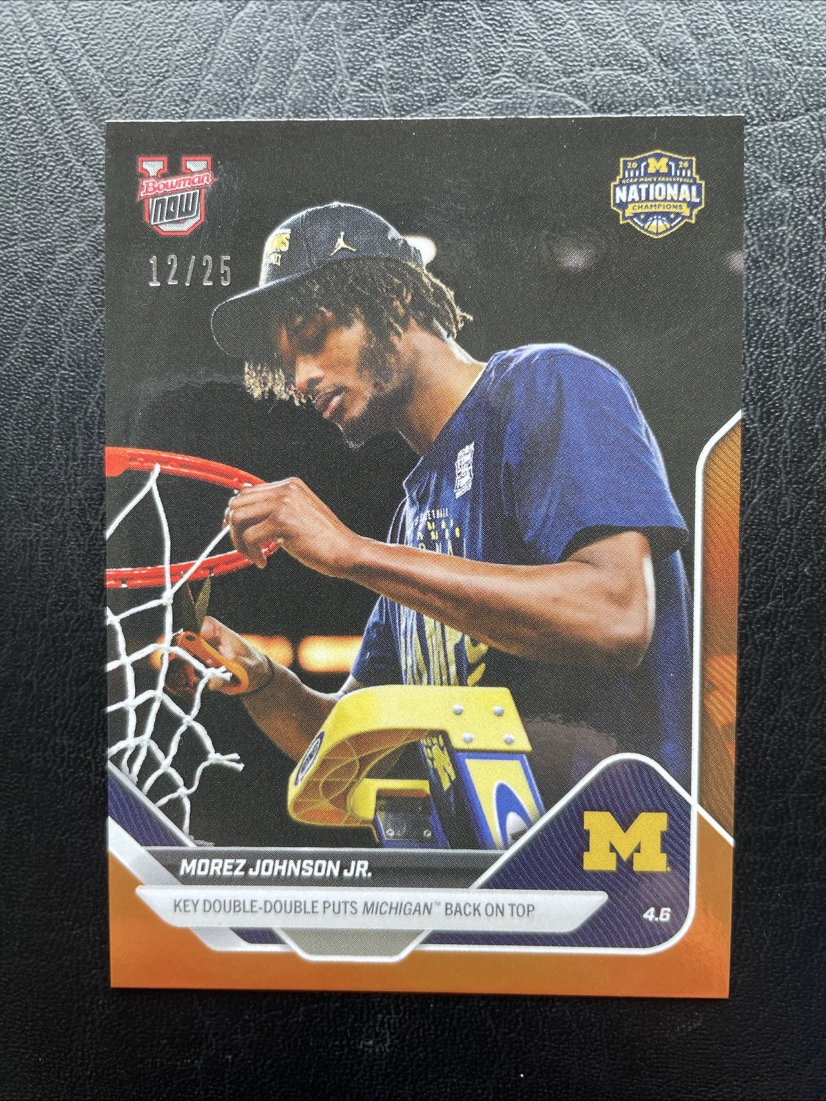 Morez Johnson Jr. 2026 Bowman U Now Michigan Wolverines Orange Foil 12/25