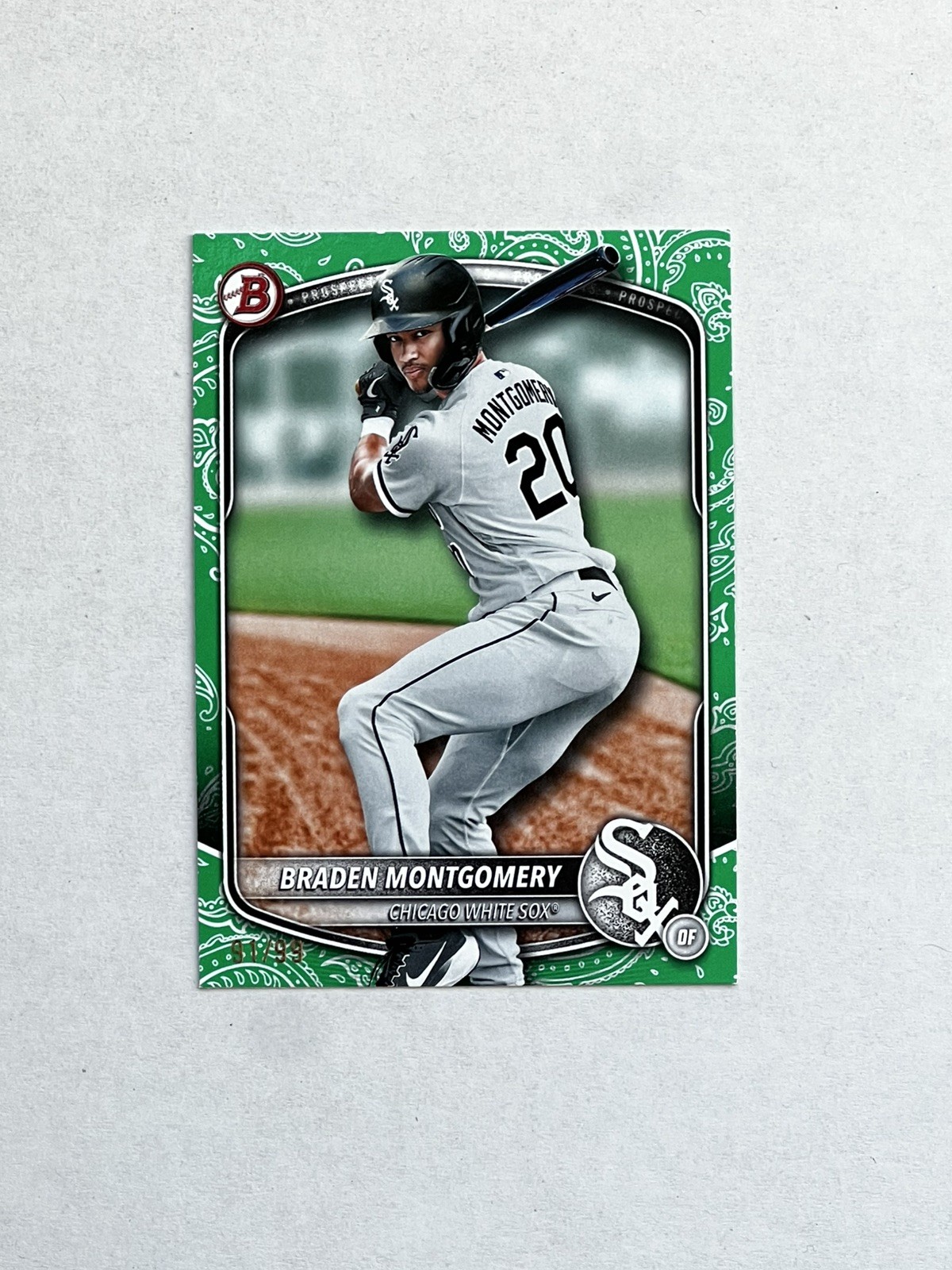 Braden Montgomery 2025 Bowman Green Pattern Border Prospect Card 91/99