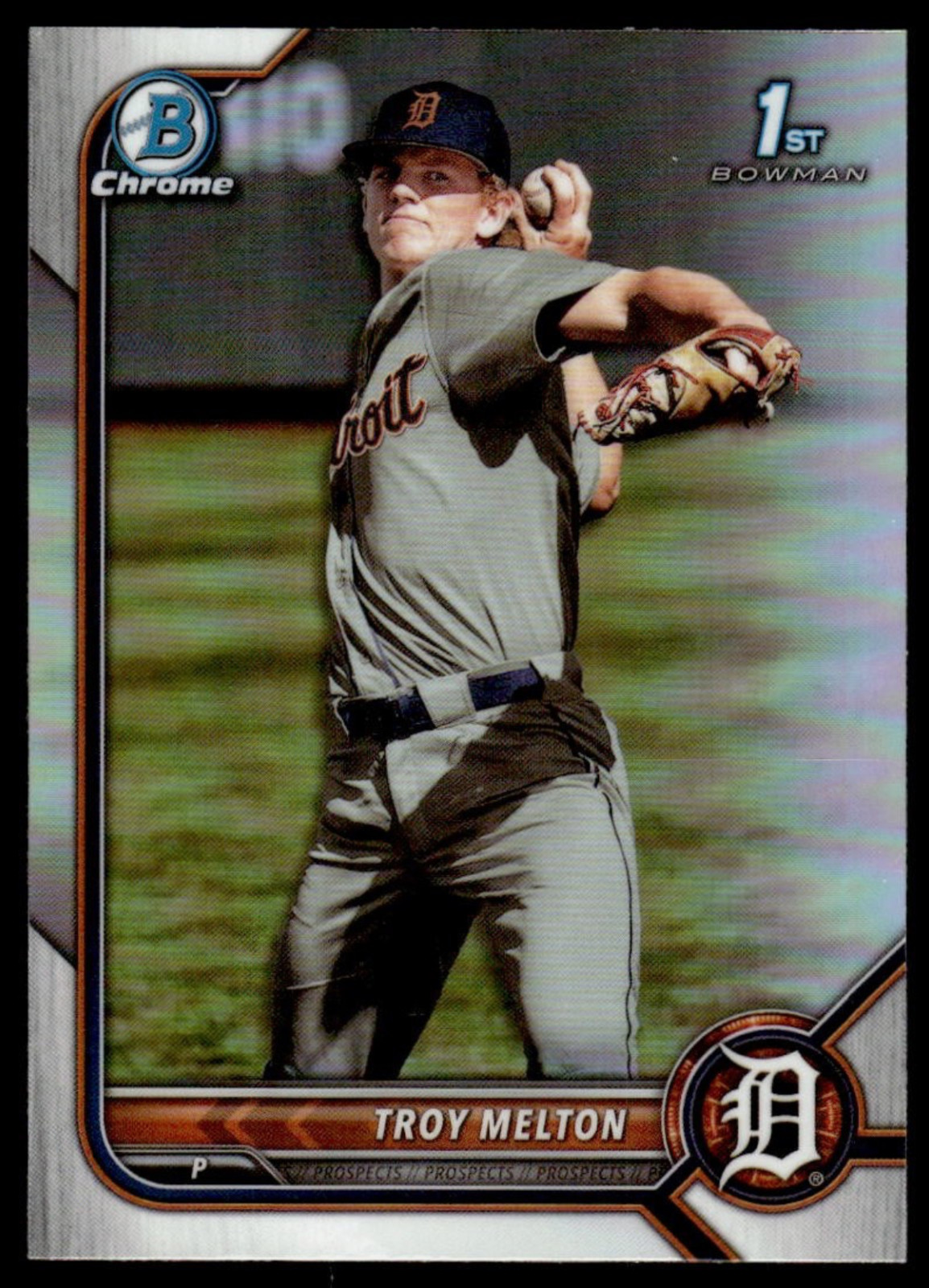 2022 TROY MELTON 1st Bowman Chrome Draft Refractor Rookie RC #BDC-118 Tigers