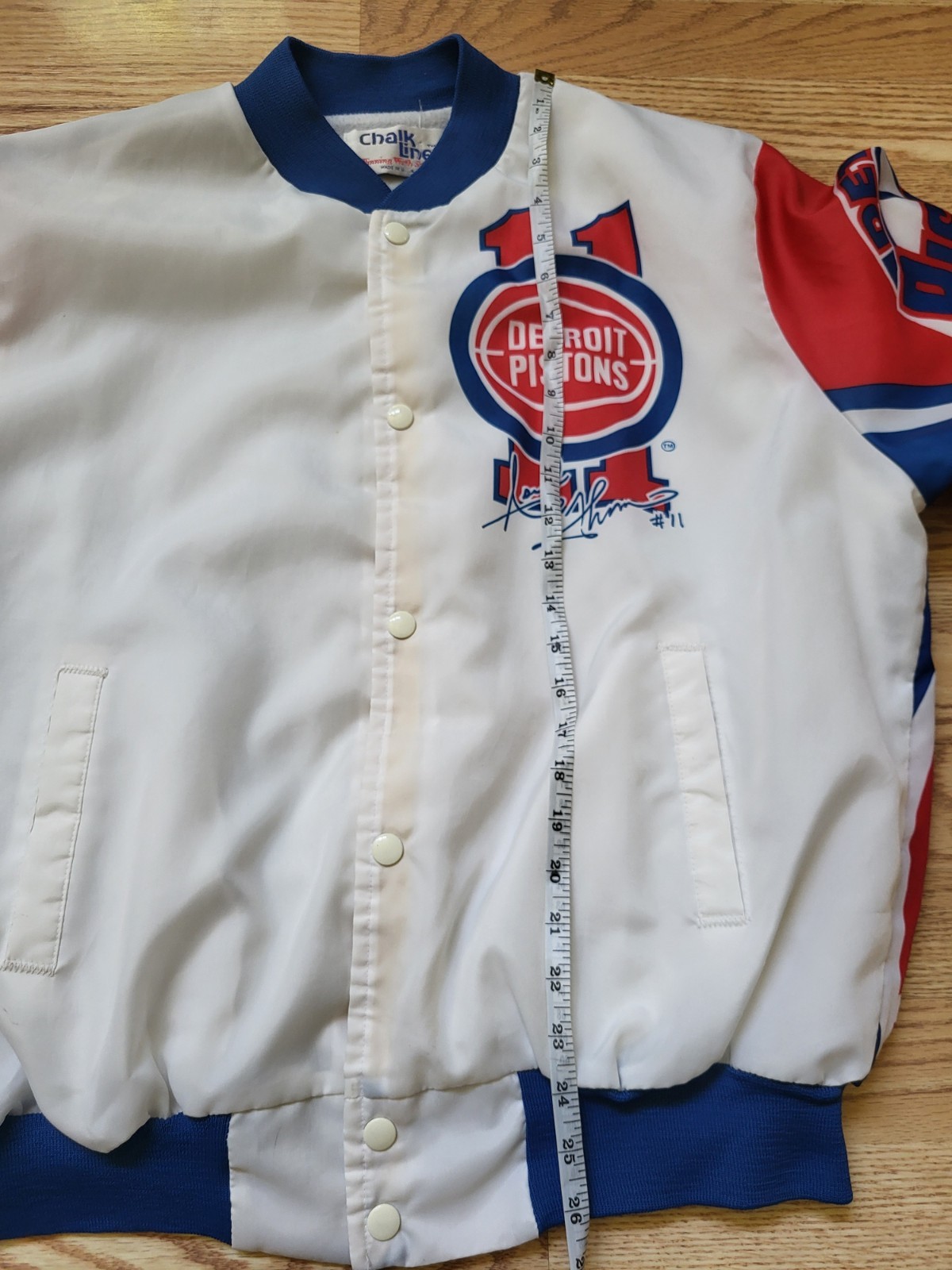 Vintage 90’s NBA Detroit Pistons ISIAH THOMAS Jacket Chalk Line Mens LARGE USA