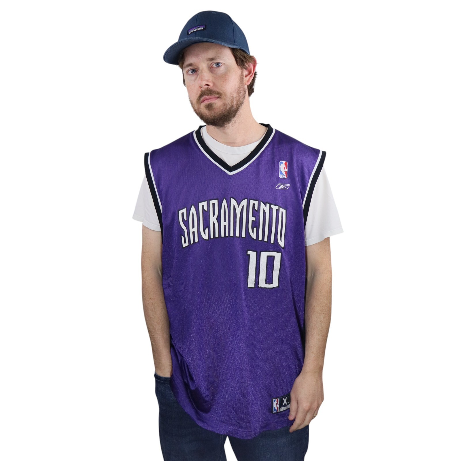 Reebok Mike Bibby Sacramento Kings Jersey Mens Sz XL Purple Vtg Basketball Shirt