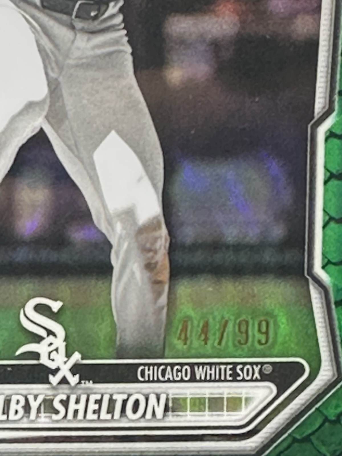 2026 Bowman Chrome Colby Shelton 1st Green Reptilian Refractor /99 White Sox RC