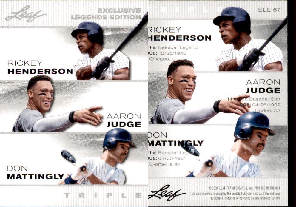 2025 LEAF “EXCLUSIVE LEGENDS” HENDERSON/JUDGE/MATTINGLY ELE-67 BASEBALL GREATS