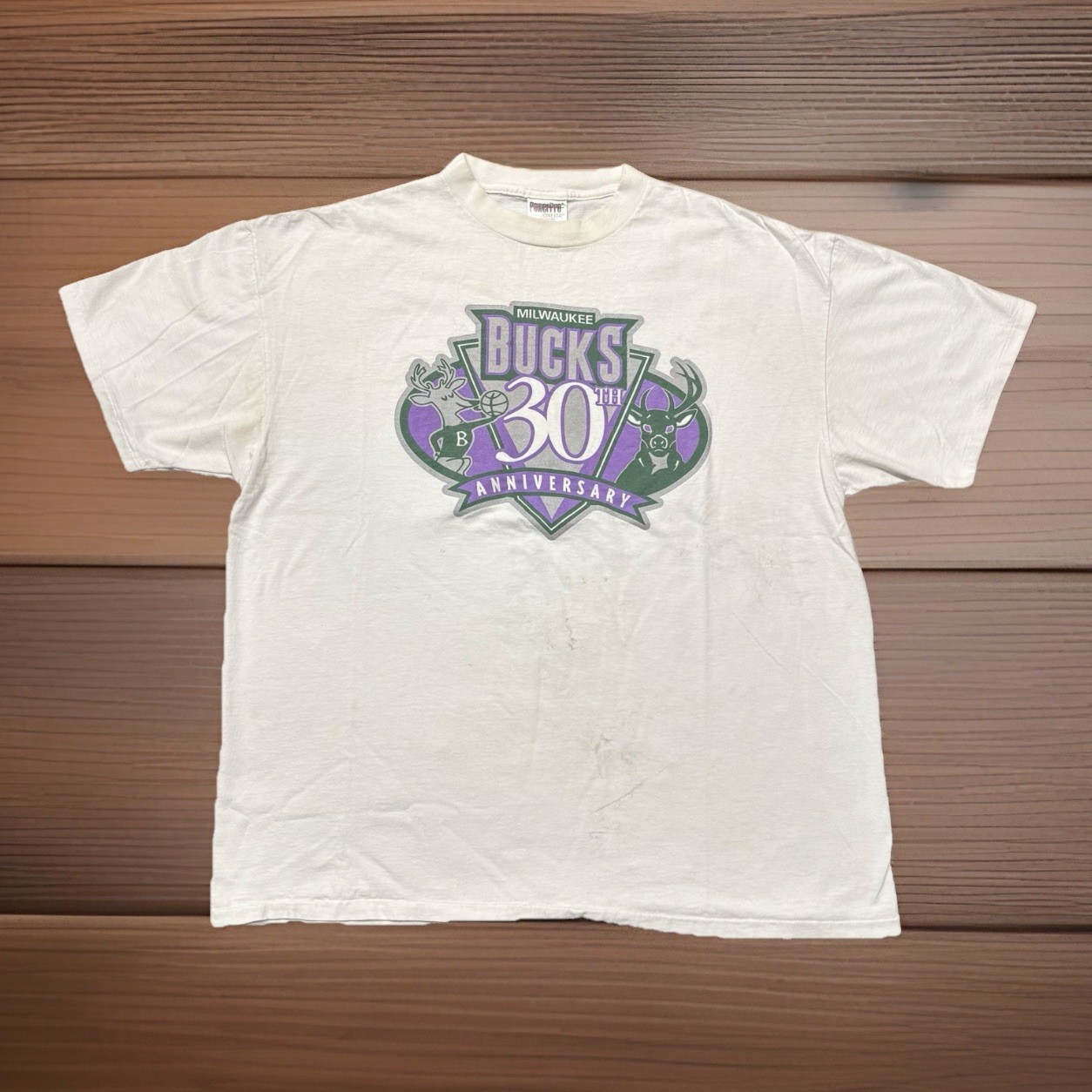 Milwaukee Bucks Vtg 30th Anniversary Shirt Oneita Single Stitch Dbl Sided Rare
