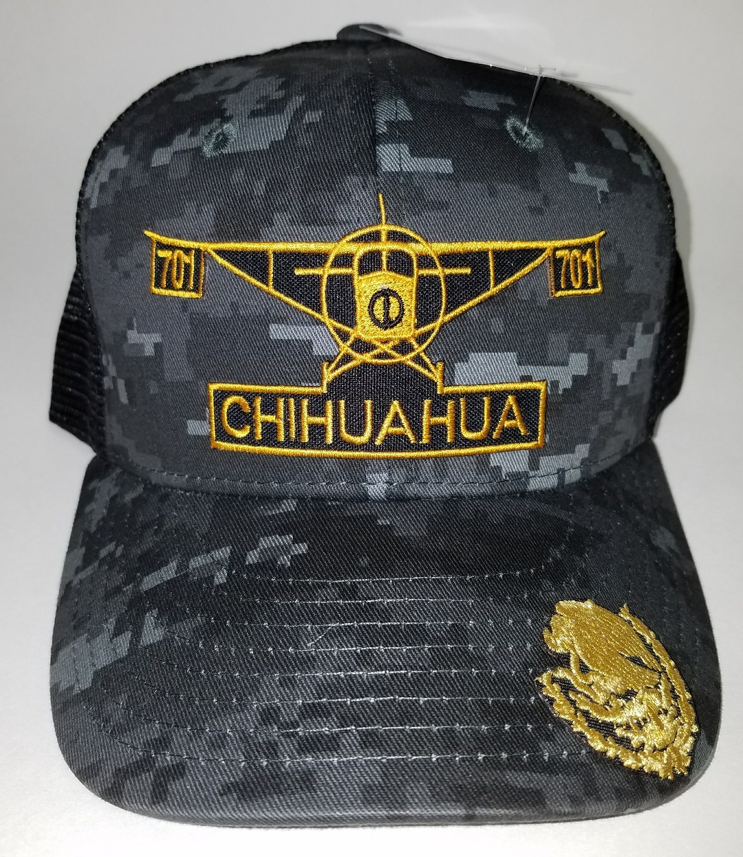EL AVION DEL CHAPO GUZMAN 701 CHIHUAHUA HAT 2 LOGOS DIGITAL HAT GRAY BLACK