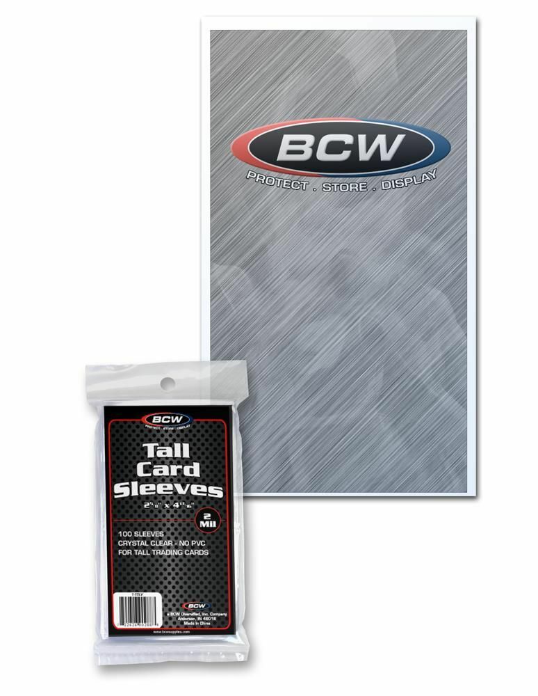 (100) BCW Tall Soft Card Sleeves Widevision / Gameday / Extra Tall Cards