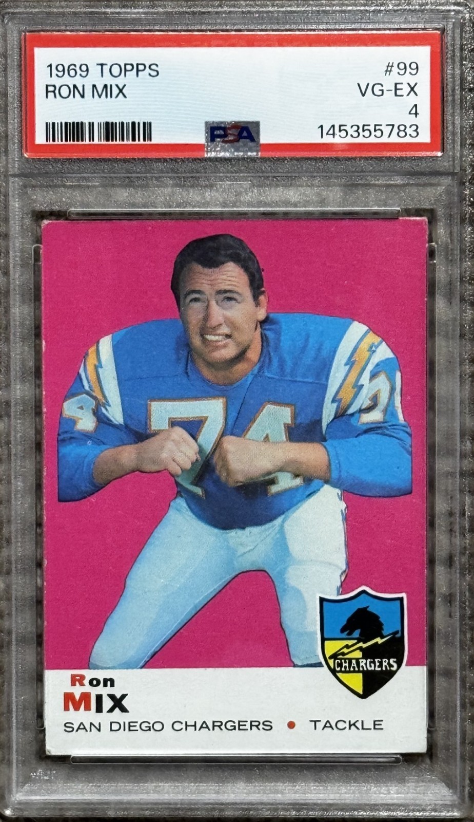 1969 TOPPS RON MIX #99 HOF (Chargers) PSA 4 VG-EX