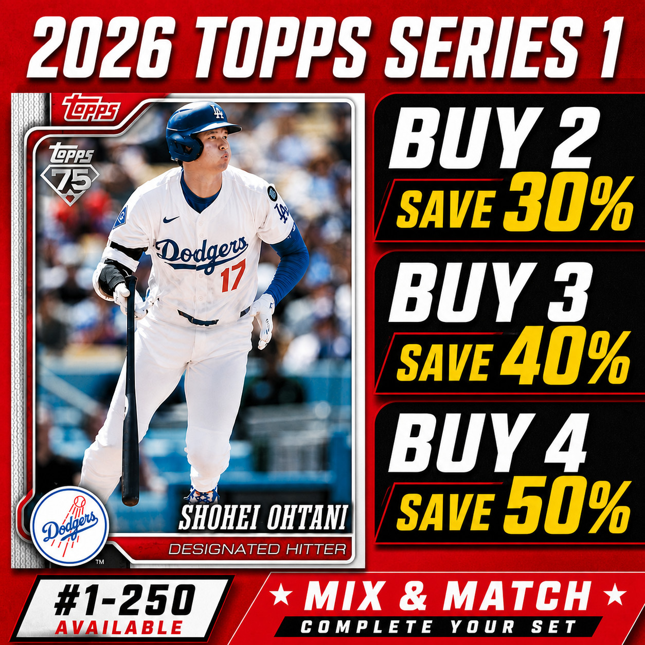 2026 Topps Series 1 Baseball Base Set Singles #1-250 You Pick Complete Your Set