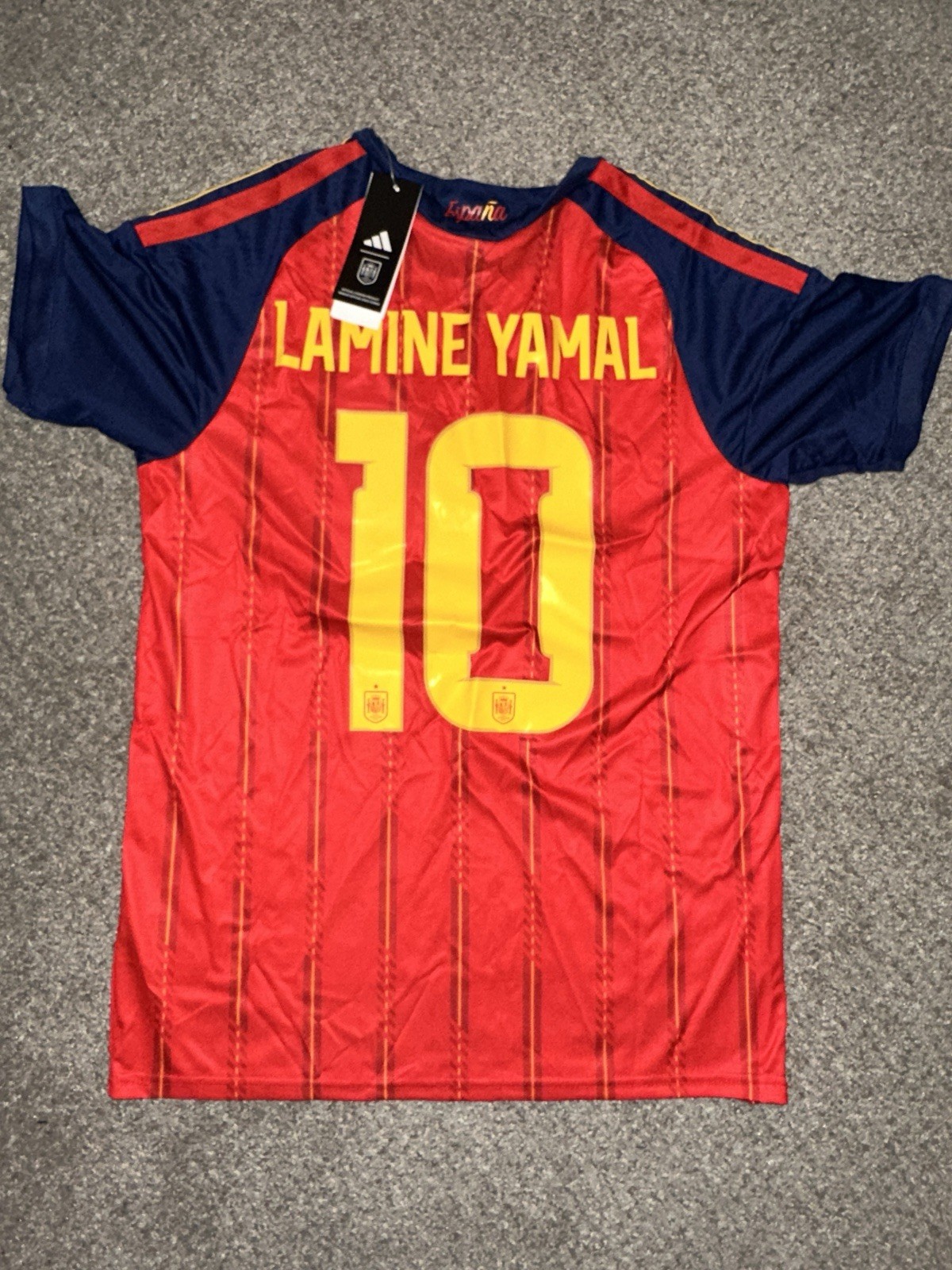 adidas Spain National Team Lamine Yamal #10 Soccer Jersey Red/Blue/Yellow size S