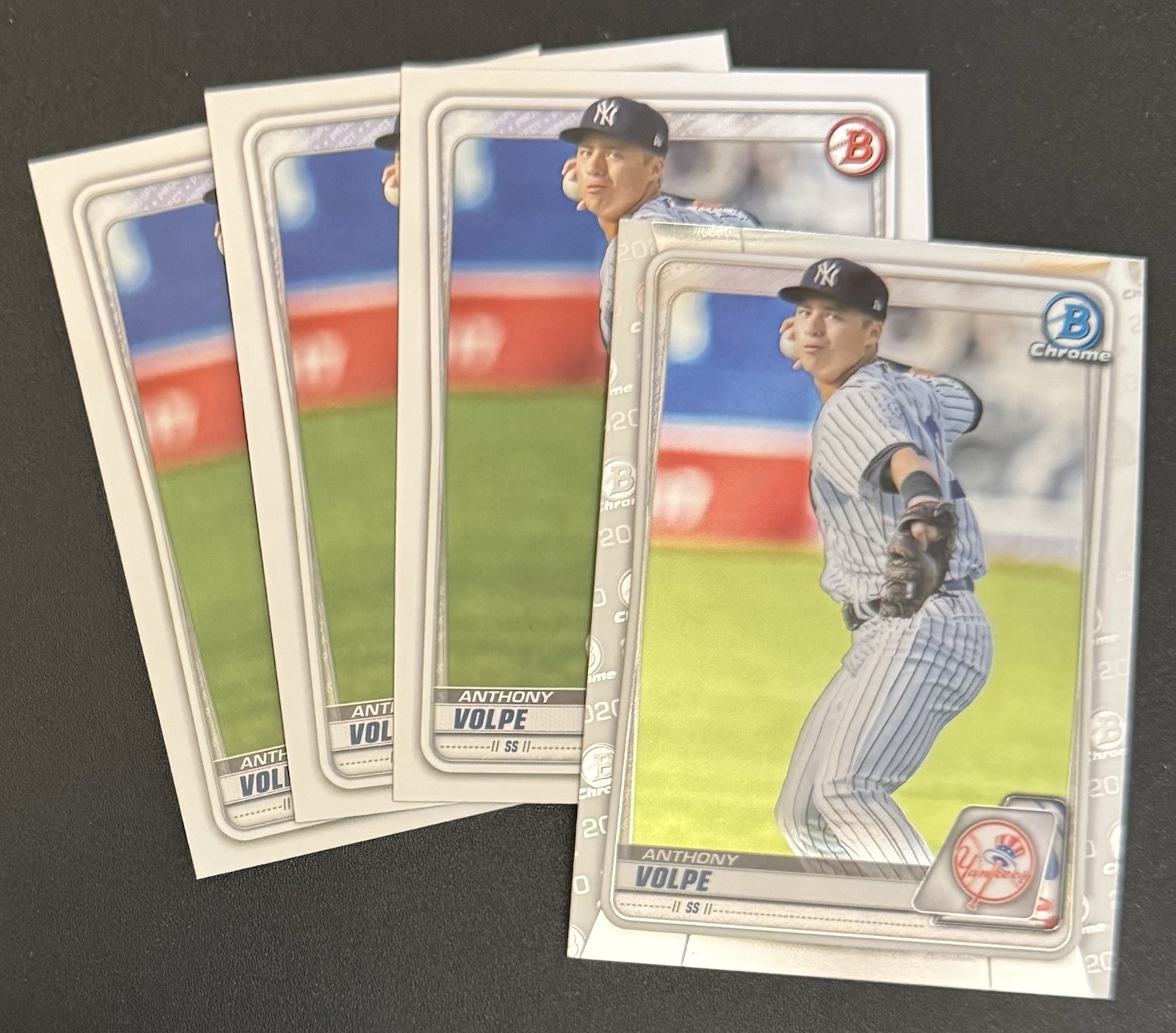 (4) Anthony Volpe 2020 Bowman Draft #BD-178 Lot – One Chrome – New York Yankees