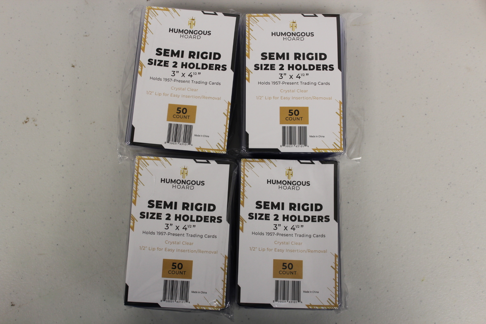 (200) Humongous Hoard Semi Rigid Size 2 Standard Size Cards 3 x 4 1/2″