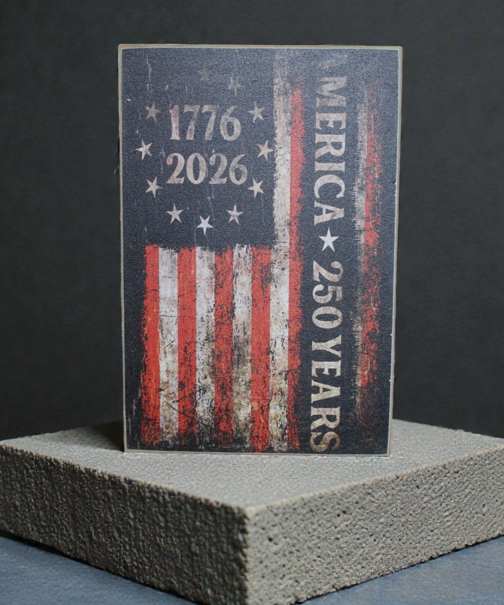 250th Year Anniversary of America USA Wood Sign Plaque 8×12