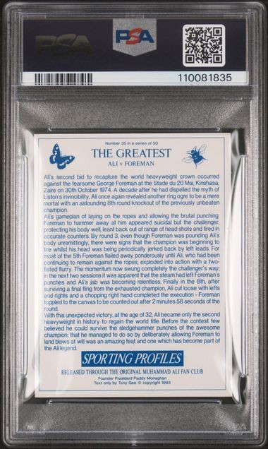 1993 Sporting Profiles #35 – MUHAMMAD ALI – PSA Authentic ON CARD Auto *last one
