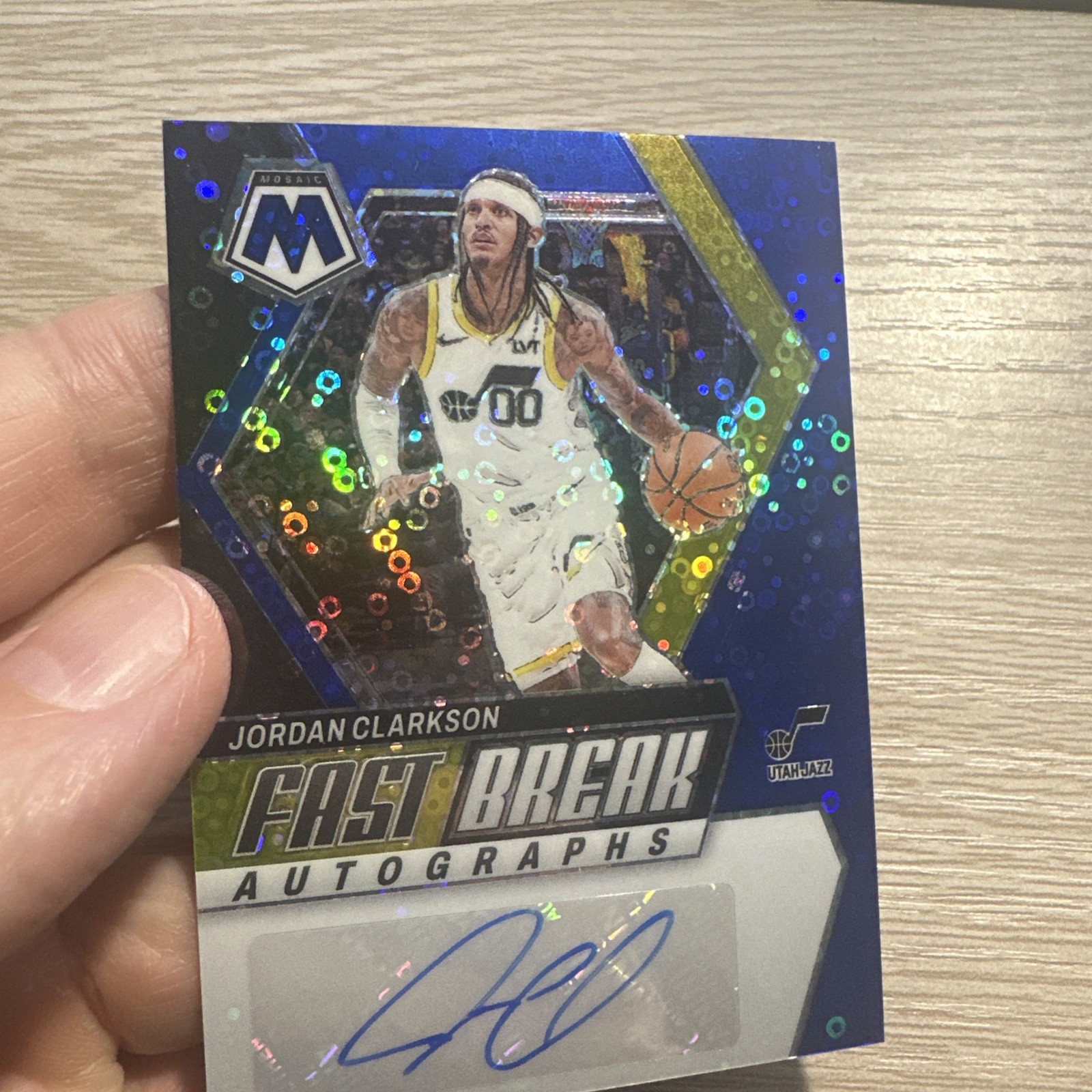 Jordan Clarkson 2023-24 Panini Mosaic Auto Fast Break Disco Blue /25 KNICKS 🏆🏆