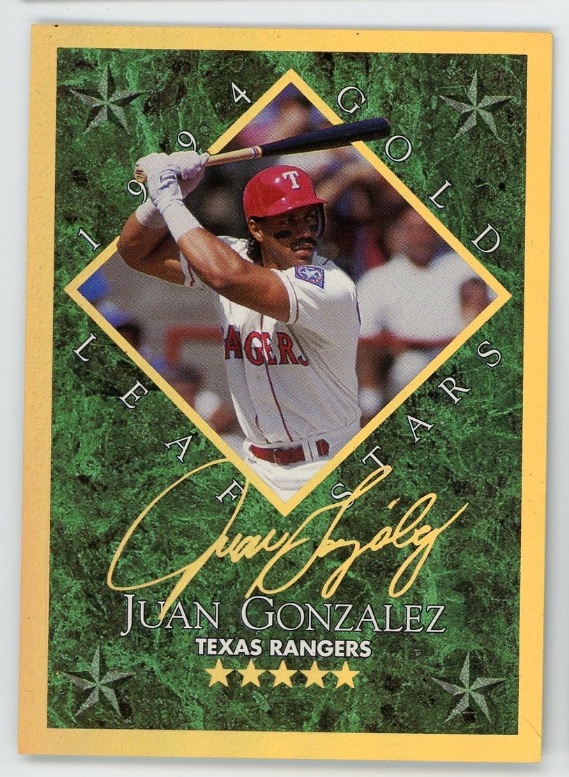 1994 Leaf Juan Gonzalez Gold Stars Insert #13 #/10000 Rangers
